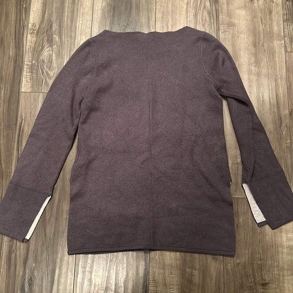 Club Monaco double face alpaca blend sweater in plum with slit cuff and hem - Picture 7 of 7